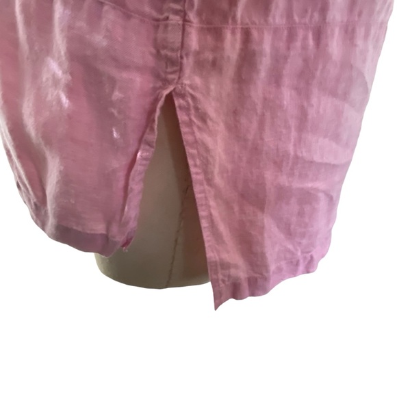 Real Clothes Saks Fifth Avenue Women’s Pink Long Sleeve Button Down Linen Shirt - Picture 4 of 5